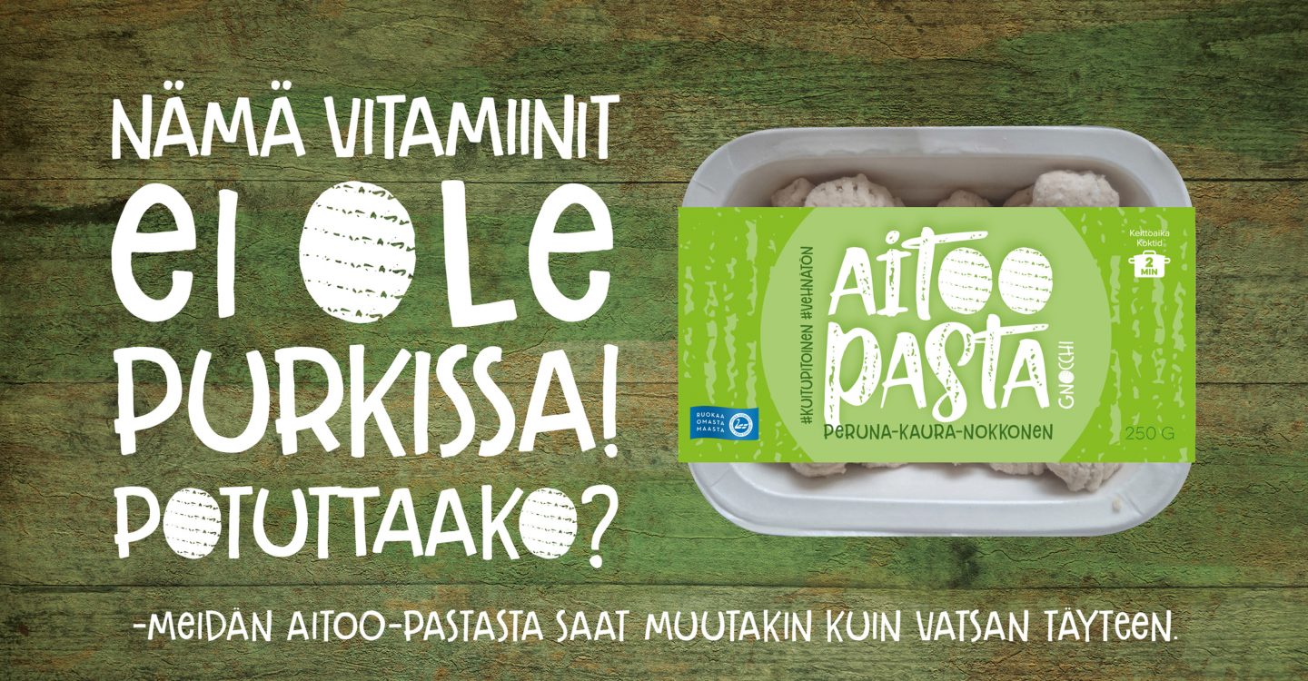 Aitoo-Pasta Peruna-Kaura-Nokkonen vitamiinit